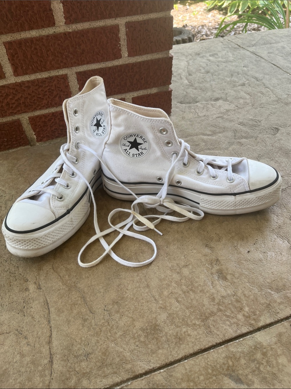Converse White High Top All Star Sneakers with Black Trim